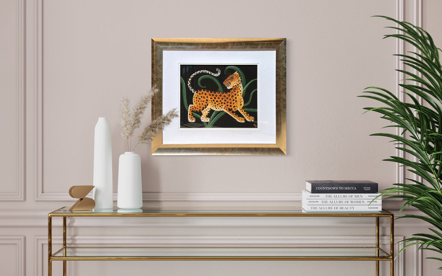 "Jaguar" Museum quality print 11" x 14" in a golden frame
